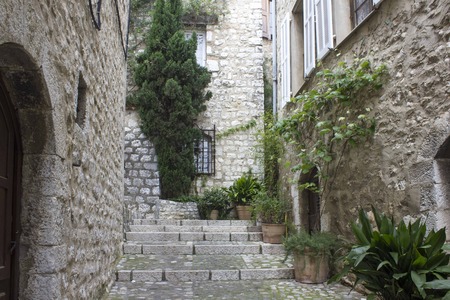 small pedestrian alley on Saint Paul De Vence, Franceの写真素材