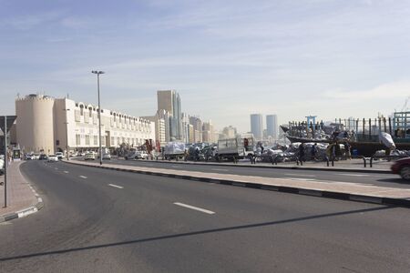 DUBAI, UAE - DECEMBER 26 2017: Deira historic district in Dubai facing the creekのeditorial素材
