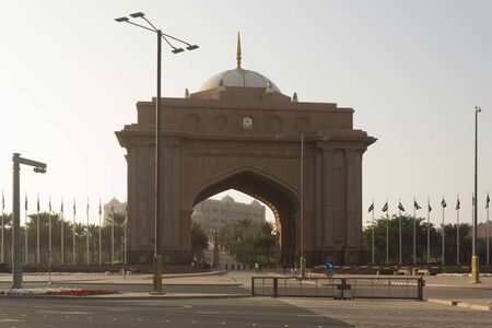 ABU DHABI, UAE - DECEMBER 28 2017: Main entrance gate to Emirates Palace historic buildingのeditorial素材