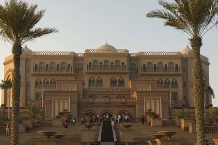 ABU DHABI, UAE - DECEMBER 28 2017: Facade of Emirates Palace in Abu Dhabiのeditorial素材