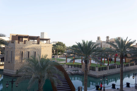 DUBAI, UAE-DECEMBER 29 2017: Day view of Madinat Jumeirah souk in Dubai