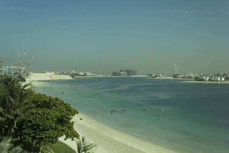 DUBAi, UAE - DECEMBER 30 2017: view from the top of Atlantis the Palm beach in Dubai with the city cityscape in the backgroundのeditorial素材