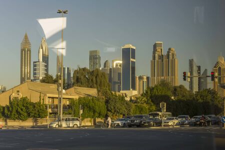 DUBAi, UAE - DECEMBER 31 2017: downtown buildings in Dubai, with city trafficのeditorial素材