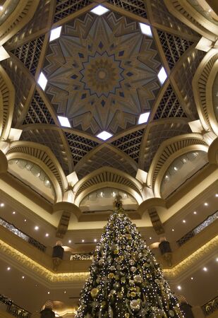 ABU DHABI, UAE - DECEMBER 28 2017: Architectural detail of the dome of Emirates Palace in Abu Dhabi in Christmas seasonのeditorial素材