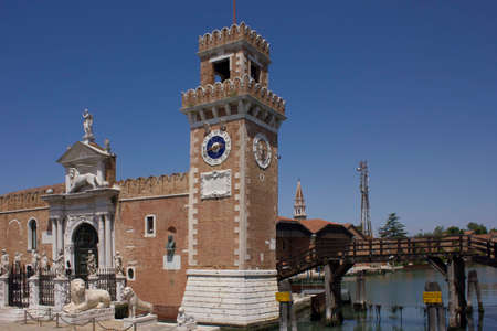 VENICE, ITALY - MAY 28 2016: The main gate of Venice Arsenal (Arsenale di Venezia), Italyのeditorial素材