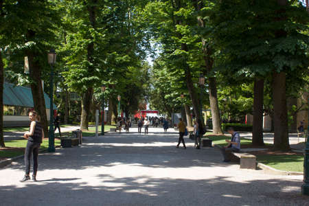 VENICE, ITALY - MAY 28 2016: Gardens of Venice during the Architecture Biennale exhibitionのeditorial素材