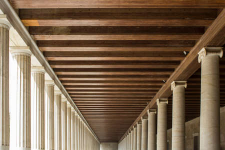 ATHENS, GREECE - AUGUST 13 2016: The colonnade of Stoa of Attalos historic monument in Athens, Greeceのeditorial素材
