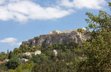 ATHENS, GREECE - AUGUST 13 2016: view from below of the Acropolis hill in Athens, Greeceのeditorial素材