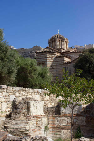 ATHENS, GREECE - AUGUSt 13 2016: the byzantine church of the Holy Apostles in Athens agora, Greeceのeditorial素材