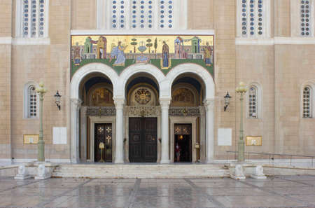 ATHENS, GREECE - AUGUST 13 2016: detail of the main entrance of the Annunciation cathedral of Athensのeditorial素材