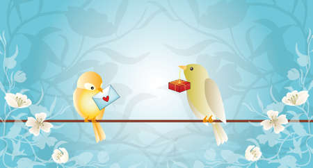 birds with giftsのイラスト素材