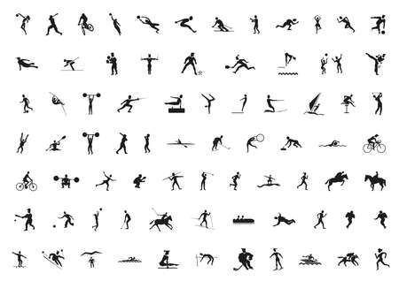 set of black sport silhouettesのイラスト素材
