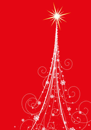Abstract graphic Christmas tree on red background for greetings cardのイラスト素材