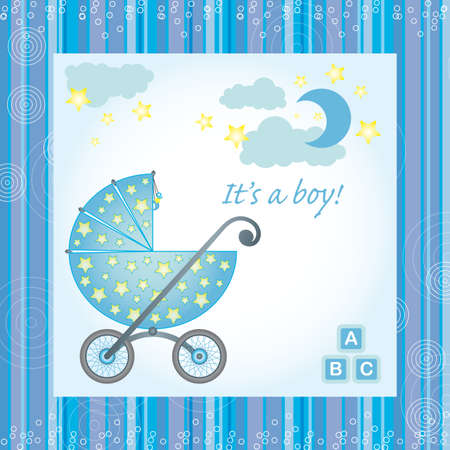 sample for baby boy birth gretings cardのイラスト素材