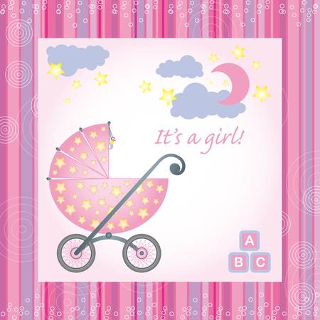 sample for baby girl birth gretings cardのイラスト素材