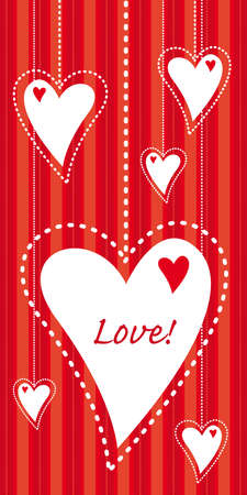 hanging hearts vertical postcard, cover, banner for Valentine celebrationのイラスト素材