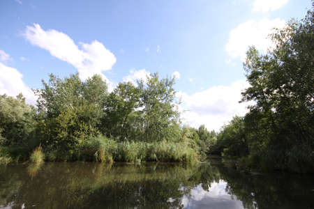 quite country lake landscape in Alsace, Franceの写真素材