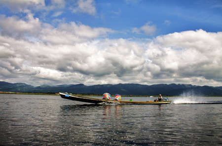 boat on Inle lake, Myanmarの写真素材