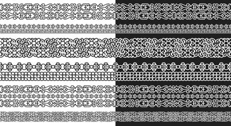 abstract modular line pattern in Maya style, black and whiteのイラスト素材