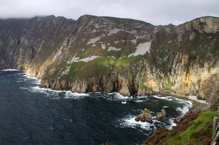 Slieve League cliffs with cloudy weather in Donegal, Irelandの写真素材