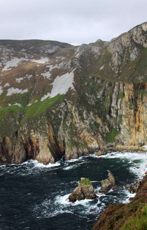 Slieve League cliffs with cloudy weather in Donegal, Irelandの写真素材
