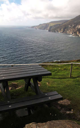 Landscape with Panoramic table on Slieve Leage cliffs in Donegalの写真素材
