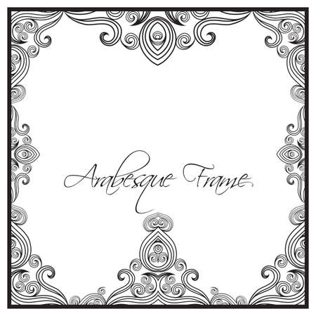 Vintage Arabesque style frame in blackのイラスト素材
