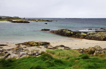 Connemara coast rainy landscape, Irelandの写真素材
