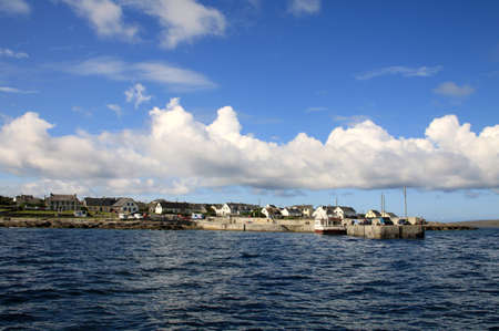 Aran islands landscape in Ireland, view of Inisheer with its small villageの写真素材