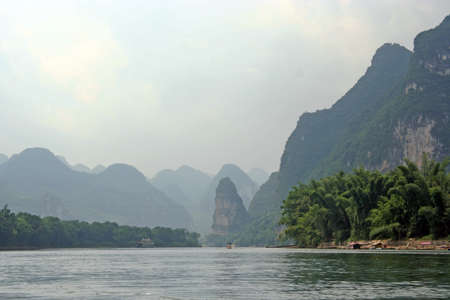 Li river between Guilin and Yangshou, southern Chinaの写真素材