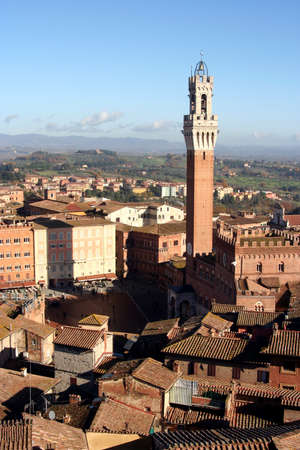Mangia Tower in Sienaの写真素材