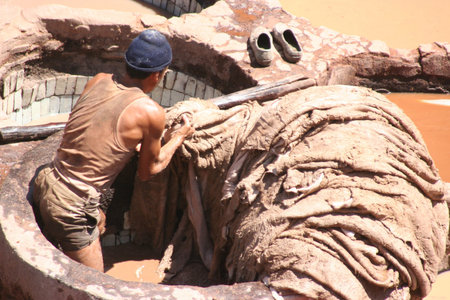 tanneries worker in Fez, Morocco