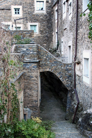 old stone town in northern Italy on the hill