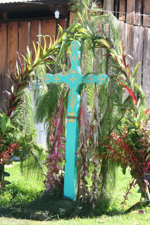 cross in the garden, Chiapas, Mexicoの写真素材