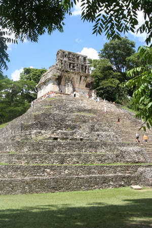 maya ruins of a tall pyramid in Palenque, Mexicoのeditorial素材