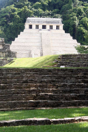 main pyramid in Palenque maya ruins city, Mexicoの写真素材