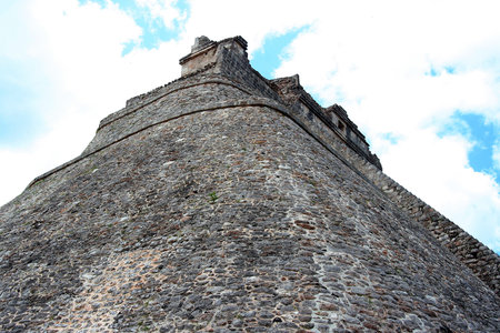 Uxmal pyramid detail, Yucatan, Mexicoの写真素材