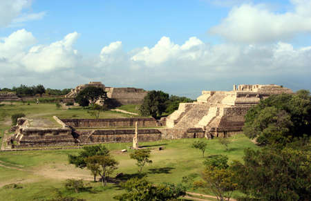 Monte Alban landscape with pyramidsの写真素材