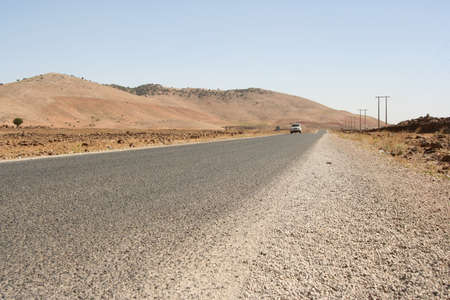 moroccan desert roadの写真素材