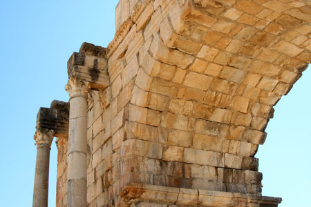 ancient arch of roman city Volubilis in Moroccoの写真素材