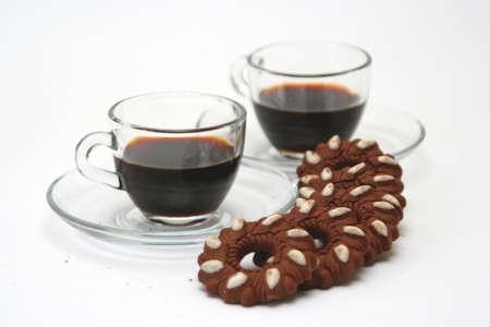 coffee and chocolate cookiesの写真素材