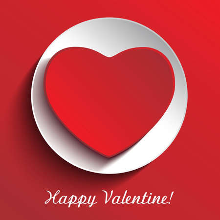 Happy Valentine gift card with heart on red backgroundのイラスト素材