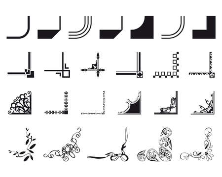 set of mixed border cornersのイラスト素材