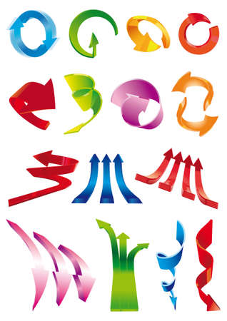 set of mixed coloured arrows for graphics and diagramsのイラスト素材