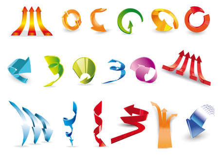 set of mixed colored arrows for graphicsのイラスト素材
