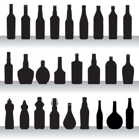 mix of bottles silhouettes collection のイラスト素材