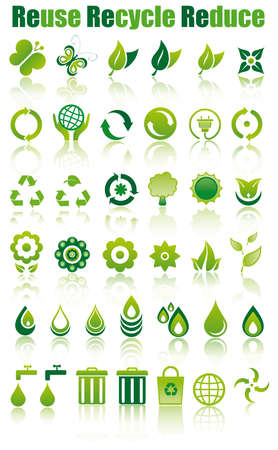 set of green ecology icons to save the environmentのイラスト素材