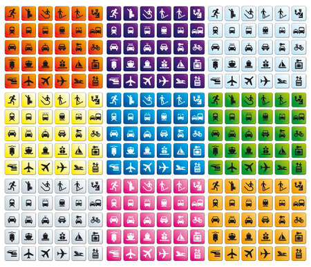 transport icons on glossy web buttonsのイラスト素材