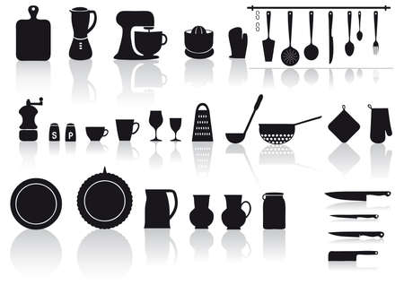 kitchen and home utensils and cutleryのイラスト素材
