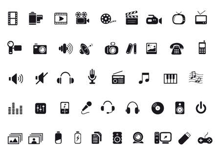 media and communications iconsのイラスト素材